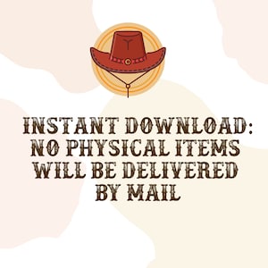 Peut inclure: T&eacute;l&eacute;chargement instantan&eacute;&nbsp;: Aucun article physique ne sera livr&eacute; par la poste. Illustration d'un chapeau de cowboy marron avec un bandeau rouge et une boucle dor&eacute;e.