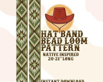 Grüner Wald Hutband Muster - Hutband Native Bead Loom Muster - PDF-Sofort-Download - basierend auf Miyuki Seed Beads 11/0