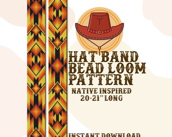 Sunny Kumquat Hutband Muster - Hutband Native Bead Loom Muster - PDF Sofort Download - basierend auf Miyuki Delica Rocailles 11/0