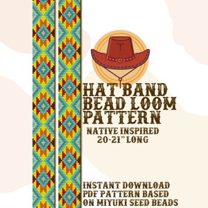 Journey hat band pattern - Hat Band Native Bead Loom Pattern - PDF instant download - based on Miyuki Seed Beads 11/0