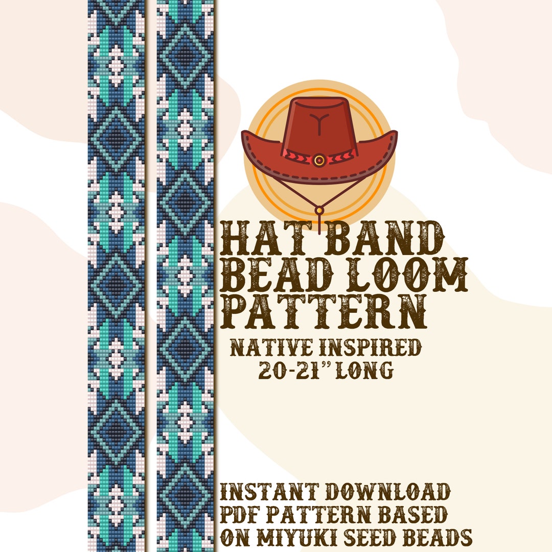 Deep Blue Hat Band Pattern - Hat Band Native Bead Loom Pattern - PDF ...