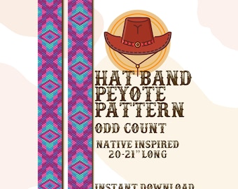 Magenta Paradise Hutband Schnittmuster - Hutband Native Peyote Pattern - Odd Count - PDF Sofort-Download - basierend auf Miyuki-Rocailles 11/0
