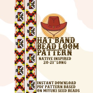 Traditionellt Thunderbird hattbandsmönster - Hattband Native Bead Loom Pattern - PDF direktnedladdning - baserat på Miyuki Seed Beads 11/0
