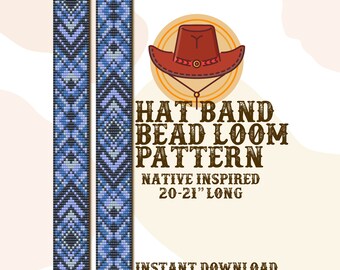 Dunkelblaues Hutband Muster - Hat Band Native Bead Loom Muster - PDF-sofort-Download - basierend auf Miyuki Seed Beads 11/0
