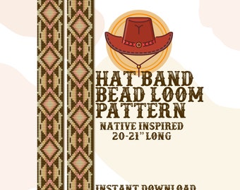 Traditionelles Hutband Muster - Hutband Indianer Perlen Webstuhl Muster - PDF Sofort Download - basierend auf Miyuki Rocailles 11/0