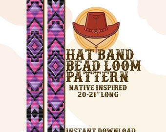 Gewünschtes rosa Hutband Muster - Hutband Native Bead Loom Muster - PDF-sofort-Download - basierend auf Miyuki Seed Beads 11/0