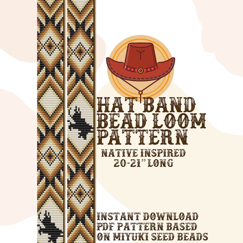 Bull Rider Hat Band Pattern - Hat Band Native Bead Loom Pattern - PDF ...