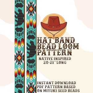 Peut inclure: Un motif numérique pour un bandeau de chapeau en perles d'inspiration amérindienne. Le motif est pour un bandeau de chapeau de 50 à 53 cm de long et est basé sur des perles de rocaille Miyuki. Le motif est disponible en téléchargement instantané.