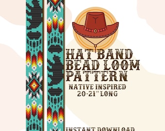 Bär und Pfote Hutband Muster - Hutband Native Bead Loom Muster - PDF Sofort Download - basierend auf Miyuki Delica Rocailles 11/0