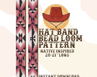 Thunderbird on Pink Hutband Muster - Hutband Native Bead Loom Muster - PDF-Sofort-Download - basierend auf Miyuki Seed Beads 11/0