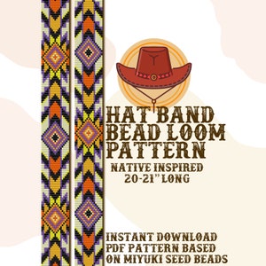 Patrón de banda de sombrero Wonder Land - Patrón de telar de cuentas nativas de banda de sombrero - Descarga instantánea en PDF - basado en Miyuki Seed Beads 11/0