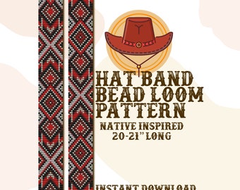 Noble hat band pattern - Hat Band Native Bead Loom Pattern - PDF instant download - based on Miyuki Seed Beads 11/0