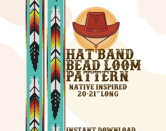 Feather hat band pattern - Hat Band Native Bead Loom Pattern - PDF instant download -  based on Miyuki Delica Seed Beads 11/0