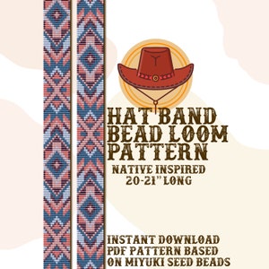 Sweet Memories hat band pattern - Hat Band Native Bead Loom Pattern - PDF instant download - based on Miyuki Seed Beads 11/0
