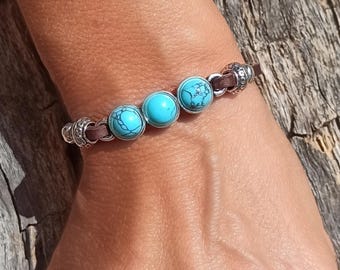 Leather Bracelet for Women, Turquoise Bracelet, Turquoise Jewelry for Women Boho, Statement Bracelet for Her, Boho Bracelet, Bohemian