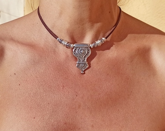 Leather Necklace for Women, Ethnic Jewelry, Boho Jewelry, Bohemian Jewelry, Ethnic Necklace, Boho Necklace, Bohemian Necklace, Endia