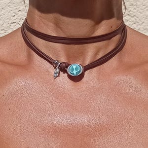 Wrap Leather Necklace for Women, Turquoise Necklace, Boho Necklace, Women Necklace, Boho Jewelry, Women Choker, Turquoise Choker, EndiaSoul