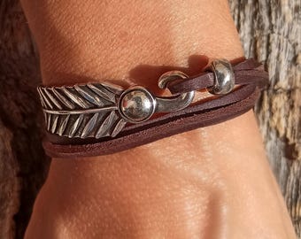 Boho cuff bracelet for women, silver bracelet, boho bracelet, women bracelet boho, tube striking bracelet, Boho hippie wrap bracelet gift