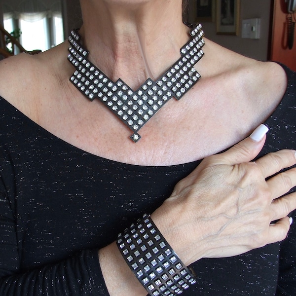 Stunning And Unique Vintage Black Metal Choker By "BOZART" Italy