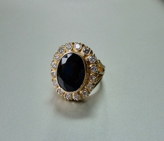 Stunning 14kt Gold Large Natural 5cts Sapphire An… - image 4