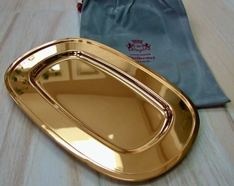 Piatto laterale vintage a forma di cuscino placcato oro 24k di VUILLERMET Lione Francia