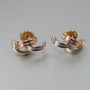Well Made Vintage 18kt Tri Color Gold Cartier Style Trinity Earrings