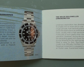 Vintage Rolex Submariner Booklet Circa 1998 Printed in Switzerland Original