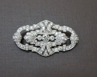 Extremely Fine Art Deco Platinum Diamond Brooch With Original Fitted Box Circa 1920'S 5.00cts Diamonds