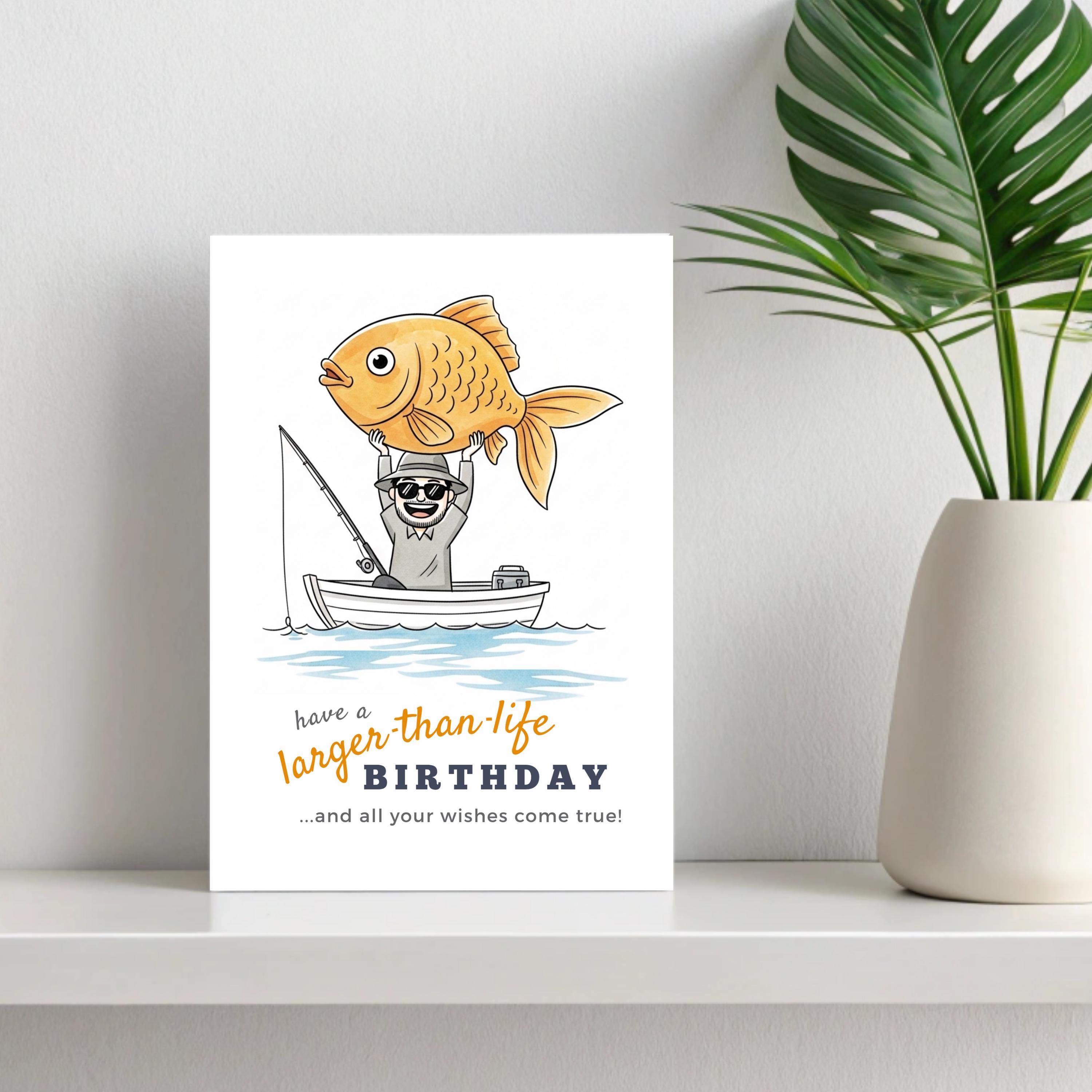 Funny Fishing Birthday Card for Dad, Grandpa (printable PDF Card With ...