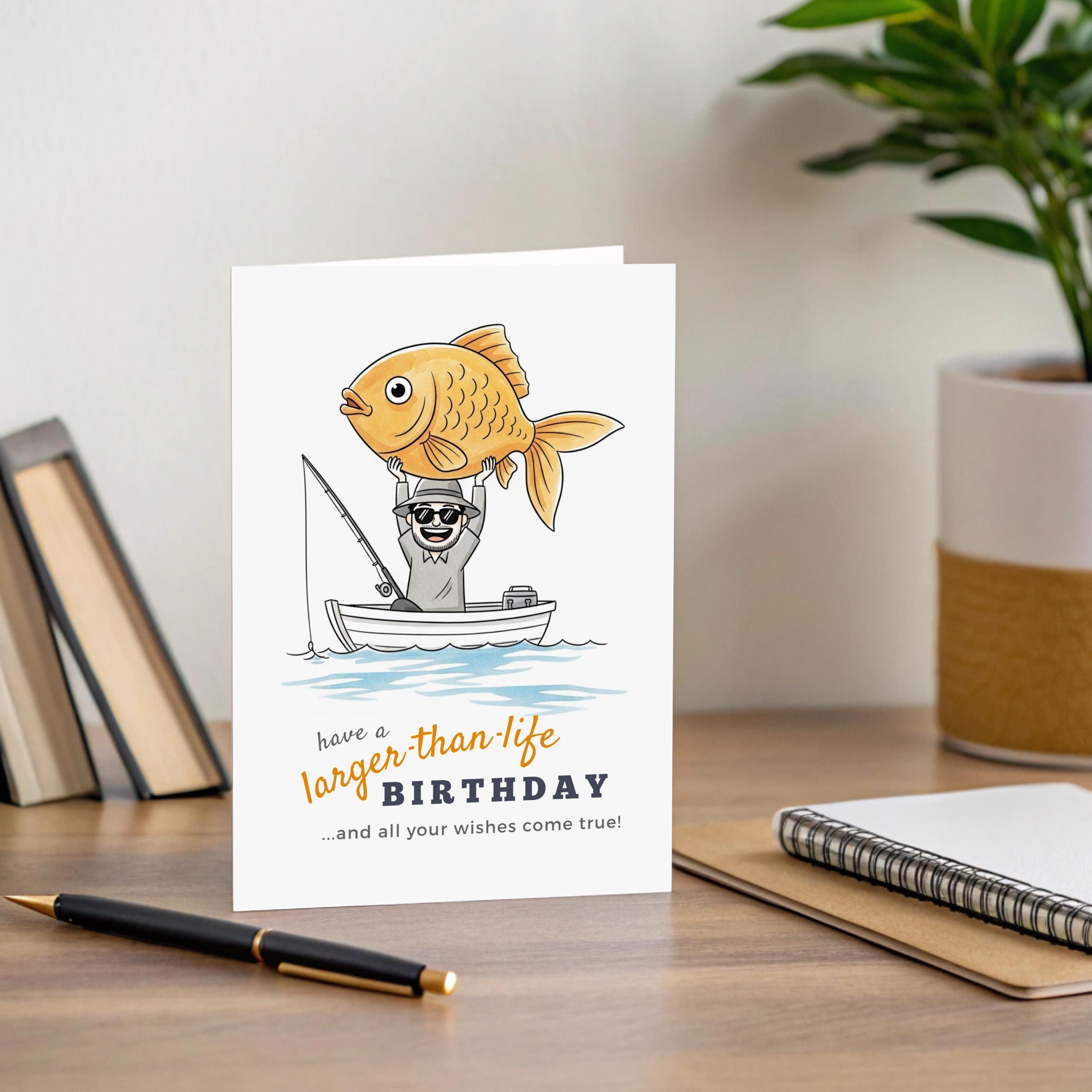 Funny Fishing Birthday Card for Dad, Grandpa (printable PDF Card With ...
