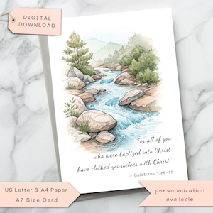 Baptism Card, Bible Verse Spiritual Card, Inspirational Scripture Quote for Christening, Holy Communion, Confirmation, Digital Printable