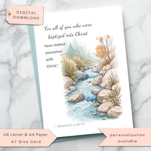 Baptism Card, Bible Verse Spiritual Card, Inspirational Scripture Quote for Christening, Holy Communion, Confirmation, Digital Printable