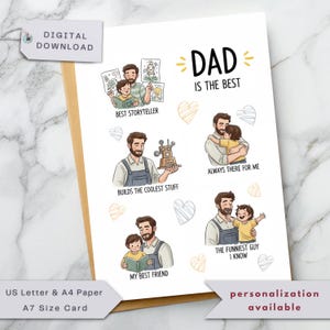 Druckbare Vatertagskarte, lustige beste Dadkarte vom Kind, nettes DIY-Geschenk für Vati, Geburtstag, Danke, Wertschätzungskarte, digitaler Download