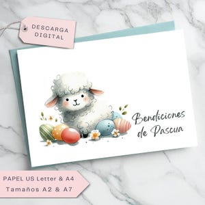 Lindo Cordero Tarjeta de Pascua, Tarjeta de Felicitación para Niños y Nietos, Huevos de Pascua, Descarga Instantánea, Digital, Imprimible.