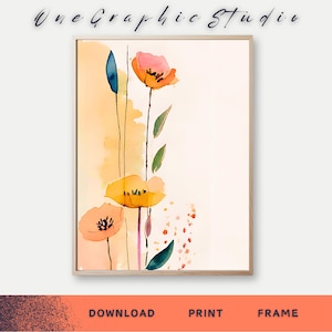 Poppy Flower Watercolor Art Print: Botanical Wall Decor (Digital Download)