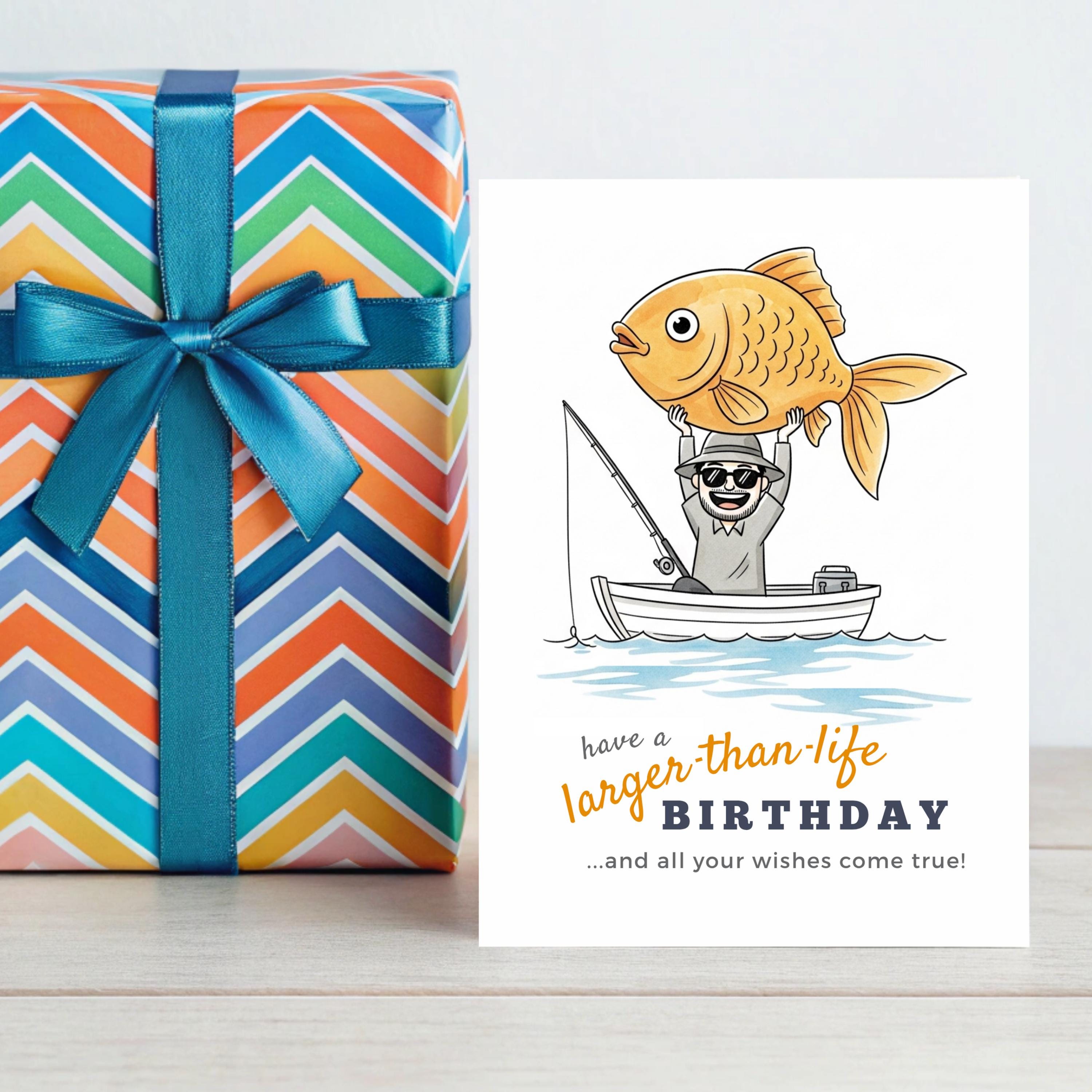 Funny Fishing Birthday Card for Dad, Grandpa (printable PDF Card With ...