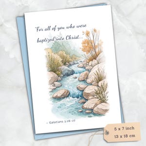 Baptism Card, Bible Verse Spiritual Card, Inspirational Scripture Quote for Christening, First Communion, Confirmation, Godchild, Godparent