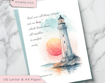 Christian Love Card: Lighthouse Sunrise Bible Verse (Digital Printable)