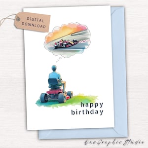 Carte d'anniversaire de voiture - carte d'anniversaire pour papa/petit ami/mari/oncle - carte drôle pour un père/mari/petit ami amoureux de la voiture - imprimable numérique