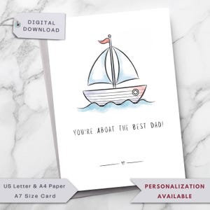 Zeilbootkaart, nautische papa woordspelingkaart, bootliefhebber cadeau voor papa, verjaardag, Vaderdag, pensioen, vader van bruid/bruidegom, digitaal afdrukbaar