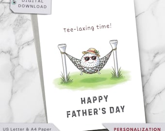 Father's Day Card, Funny Golf Ball Card for Golfer Dad, Grandpa, Brother, Husband, Father-in Law, Uncle, Friend, Printable Digital Download