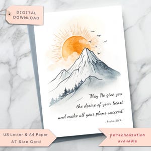 Christian Inspirational Card, Bible Verse Religious Card, Scripture Quote, Faith-Based Birthday, Confirmation, Graduation, Digital Printable