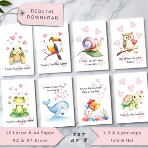 Jeu de cartes de jeu de mots avec les animaux, lot de 8 cartes de jeu de mots drôles, lot sur le thème des animaux, amitié, appréciation, anniversaire, rétablissement, merci, impression numérique