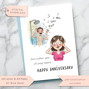 Tarjeta de aniversario divertida / Tarjeta de humor para parejas / Tarjeta de amor peculiar para esposa, esposo, novio, novia, pareja / Descarga instantánea imprimible