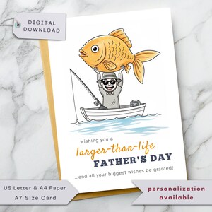 Carte de pêche imprimable pour la fête des pères, carte poisson rouge drôle pour papa pêcheur, mari, grand-père, frère, beau-père, beau-père, oncle, ami