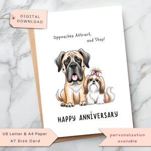 Carte d'anniversaire drôle | carte d'anniversaire de chien | Carte d'amour mignonne et originale | Carte drôle de couple pour les amoureux des chiens | Téléchargement numérique imprimable