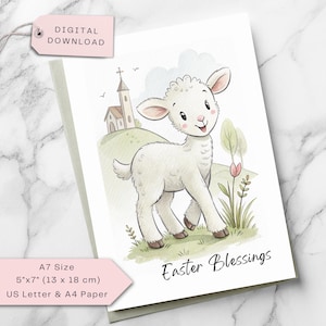 Lamm Osterkarte | Druckbare Ostersegen Karte | Christliche Osterkarte | Glaube Karte | Religiöse Frühlingskarte | Sofortdownload