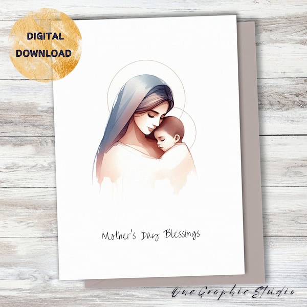 Christian Mother's Day Card - Mother's Day Religious Card for Mom - Catholic Mother's Day Blessings - DIY Card for Mom - DIGITAL Printable