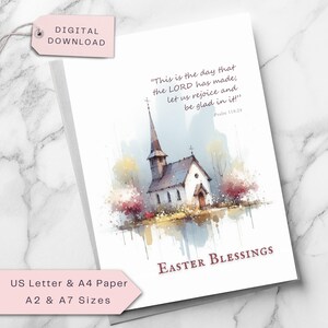 Christliche Ostergrußkarte, religiöse Kirchenkarte, Bibelvers, Schriftkarte für Ostern, glaubensbasierte Feiertagskarte, DIGITAL druckbar