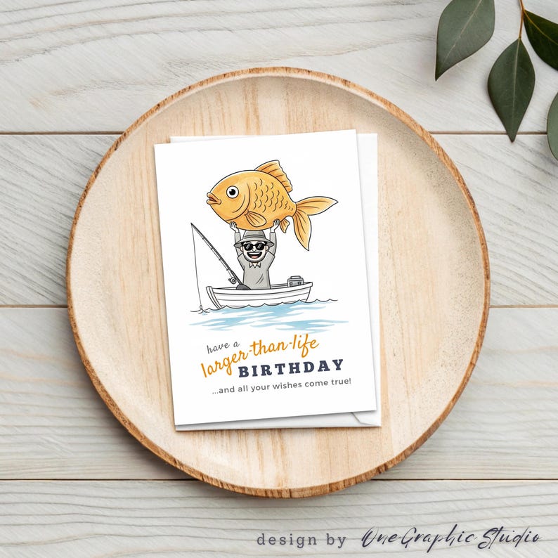 Funny Fishing Birthday Card for Dad, Grandpa (printable PDF Card With ...